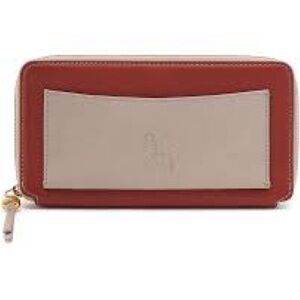 Hobo Elegant Hart Women’s Leather Zip Around Clutch Wallet. Rust and Beige